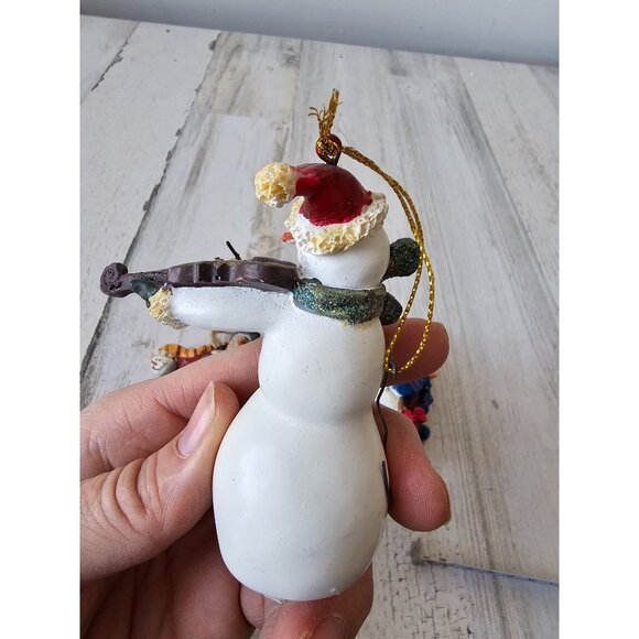 Snowman tree ornament country folk art set candy cane violin Xmas tree - Picture 10 of 10